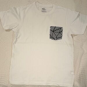 SPRZ NY  White Tee with Geometric Black Pocket